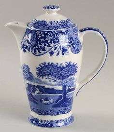 a blue and white porcelain tea pot