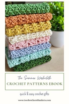 a stack of crocheted dishcloths sitting on top of a table