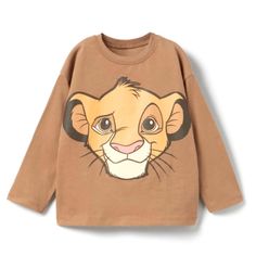 New Zara Disney Lion Kim Shirt Size 6-9 Months Long Sleeve T-shirt With Character Print For Playtime, Disney Long Sleeve Top With Cartoon Print, Disney Long Sleeve Top With Graphic Print, Character Crew Neck Cotton Top, Cotton Character Print Tops, Long Sleeve Character Print Playtime T-shirt, Disney Character Print Tops For Playtime, Disney Long Sleeve Cotton T-shirt, Long Sleeve Disney Cotton T-shirt