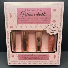 Charlotte Tilbury Pillow Talk Beautifying Lip & Cheek Secrets Set. Brand New In Box. Limited Edition. What It Is: A Dreamy, Universally Flattering, Beautifying Pillow Talk Set With Four Products For Your Lips And Cheeks. What Else You Need To Know: This Set Of Celeb Favorites Perfects Your Pout From The Desk To The Disco. Mix And Match The Formulas To Create Your Ultimate Pillow Talk Lip, Then Finish With Charlotte's Multiuse, Illuminating Gel For A Soft-Focus Glow In Seconds. This Set Contains: To The Disco, Charlotte Tilbury Pillow Talk, Charlotte Tilbury Makeup, Makeup List, Soft Rose, Pillow Talk, Nude Pink, Pink Mini, Charlotte Tilbury