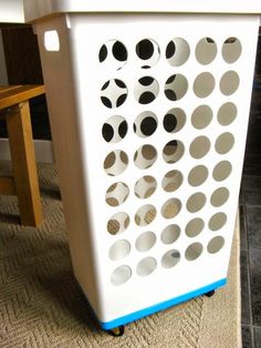 Farmhouse Laundry Hamper, Camper Laundry Hamper Ideas, Restroom Makeover, Laundry Basket On Wheels, Slim Laundry Basket, Room Cupboard