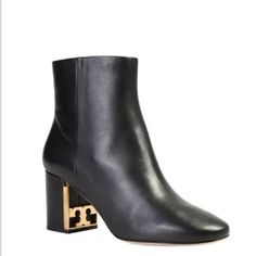 Heel Style: Block/Chunky Toe Style: Closed Toe 2 3/4" (69mm) Heel 5" Shaft Side Zip Closure Leather Upper, Lining And Sole Tory Burch Shoes, Fall Fashion, Bootie, Side Zip, Bootie Boots, Tory Burch, Leather Upper, Ankle Boots, Autumn Fashion