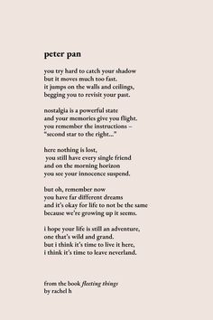 the poem peter pan is written in black and white