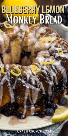 a blueberry lemon monkey bread on a plate