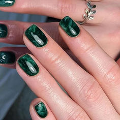 Christmas Press On Nails Short, SHOWMORE Dark Green Marble Fake Nails Medium Square Fall Winter Glue On Nails False Nails with Design Stick On Nails in 12 Sizes 24 Nail Kit with Glue, Malachite Nails With Marble Design, Green Fake Nails, Mint Green Nail Polish, Nails Medium Square, Dark Green Nails, Marble Nail Designs, Marble Nail, Press On Nails Short, Green Nail Designs