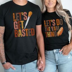 🌟Please note that our Christmas deadline was December 11th. We will continue to process orders as quickly as possible, but orders placed after that date may not arrive by Christmas.  🍂🦃 Celebrate Thanksgiving in style with our coordinating Bella + Canvas 3001 couple yam and basted t-shirts featuring cute funny Turkey Day puns 😄. Soft, comfy, and perfect for fall gatherings, these shirts are a fun way to show off your love and humor this holiday season! 🍂🦃 This classic unisex jersey short s Thanksgiving Couple Shirts, Couples Thanksgiving Shirts, Friend Shirt, Pun Shirts, Funny Turkey, Turkey Day, Couple Tshirts, Funny Thanksgiving, Thanksgiving Shirts