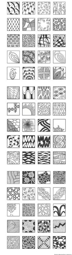 the different patterns used in this drawing are black and white, but each one has an interesting