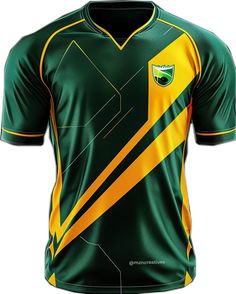 the green and yellow soccer jersey is shown