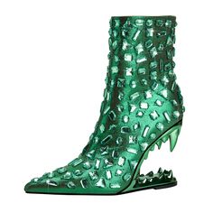 Shop Green Tiger Heel Rhinestones Ankle Boots Pointy Toe High Heel Jeweled Boots color Green for Anniversary, Dancing Club, Going out, Party with worldwide Free shipping & Free return. Green High Ankle Party Boots, Green Ankle-high Heeled Boots For Party, Party Boots With Rhinestones And Snip Toe, Embellished Snip Toe Party Boots, Embellished Snip Toe Boots For Party, High Heel Boots With Rhinestone Rivets For Fall, Rhinestone Riveted High Heel Boots For Fall, Fall Rhinestone Riveted High Heel Boots, Ankle-high Rhinestone Boots For Spring