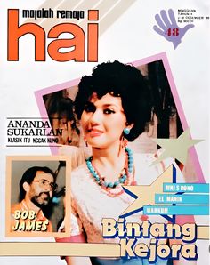 a magazine cover with an image of a woman on the front and back pages in english