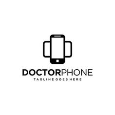 a black and white logo for a cell phone company, with the words doctorphone on it