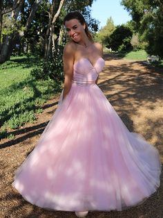 A-Line/Princess Sweetheart Sleeveless Tulle Sash/Ribbon/Belt Tea-Length Dresses Pink Tulle Prom Dress, Prom Dresses Long Pink, Ribbon Belt, Pink Tulle, Tea Length Dresses, Tulle Prom Dress, Prom Dresses Ball Gown, Ball Dresses, Prom Dresses Long