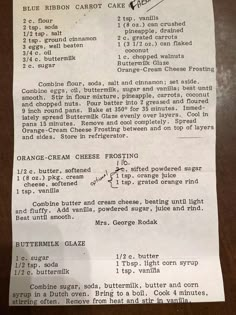 a piece of paper that has some type of food on it with instructions for the recipe