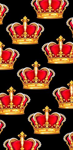 many red and gold crowns on a black background for wallpaper or backdrops photo