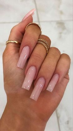 No Polish Acrylic Nails, Square Acrylic Nails Neutral, Mid Acrylic Nails, Long Square Gel X Nails, Long Natural Acrylic Nails, Simple Classy Baddie Nails, Translucent Pink Nails, Khloe Kardashian Nails, Nude Baddie Nails