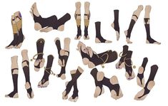 various pairs of feet and ankles are shown in different positions, with one being tied to the other