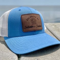 The perfect summer hat...If you don't understand the healing powers of the sun and saltwater then this hat is not for you, but if you know you know... Adjustable Curved Brim Hat For Summer Adventures, Adjustable Blue Trucker Hat For Beach, Summer Trucker Hat In Blue For Travel, Blue Summer Trucker Hat For Travel, Blue Flat Brim Trucker Hat For Beach, Summer Travel Trucker Hat With Short Brim, Adjustable Beachy Cap, Adjustable Brimmed Trucker Hat For Beach, Beach Sun Hat Upf 50+ Snapback