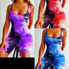 Our New Tie Dye Summer Rompers Are So Comfy, Lightweight And Breathable! Very Stretchy Fits To Your Body Casual Summer Workout Jumpsuits And Rompers, Trendy Purple Summer Jumpsuits And Rompers, Purple Stretch Jumpsuits And Rompers For Summer, Casual Purple Stretch Jumpsuits And Rompers, Multicolor Summer Jumpsuits And Rompers For Loungewear, Summer Multicolor Jumpsuits And Rompers For Loungewear, Multicolor Jumpsuits And Rompers For Summer Loungewear, Summer Multicolor Loungewear Jumpsuits And Rompers, Purple Jumpsuits And Rompers For Loungewear