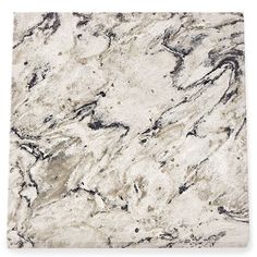 a white marble counter top with black and grey veining