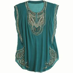 Calypso St. Barth Mila Silk Embellished Tunic Size: S (Small) Color: Dark Seaglass (Teal; Blue-Green) Retail: $265 New With Tags! Save 60% Off Retail Gorgeous Heavily Embellished Tunic Top With Rounded Keyhole Neckline, Flutter Cap Sleeves, And Rounded Scoop Hem Brass Embellishments & Tonal Embroidery Around Neckline, Sleeves, And Sides In A Ethnic Paisely Pattern At Hips Material: 100% Silk Dry Clean Only Measures: 36" Bust, 27" Length From Shoulder, 43" Hip, 3" Sleeve Chic Embellished Beach Tops, Summer Festive Embellished Blouse, Summer Festival Embellished Blouse, Elegant Embellished Top For Beach, Elegant Embellished Tops For The Beach, Embellished Summer Beach Blouse, Summer Beach Blouse Embellished, Summer Bohemian Embellished Blouse, Bohemian Embellished Summer Blouse