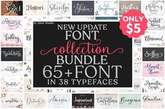 the new font collection bundle is available for $ 5 and includes over 25 font styles