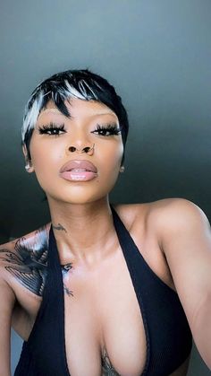 Hair Black Women, Short Hair Pixie Cuts, Short Sassy Hair, Dyed Natural Hair, Blonde Pixie Cuts, Sassy Hair, Hair Laid, Curly Hair Routine, Tone Hair