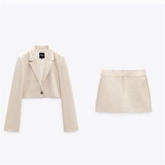 Zara Nwt Cropped Blazer And Skirt. Blazer Xs, Skirt S Blazers Outfits, Blazer And Skirt Set, Skirt Suit Set, Blazer And Skirt, Cropped Blazer, Blazer Outfits, Zara Jackets, Zara Woman, Skirt Suit