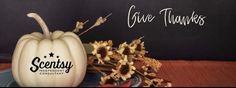 a white pumpkin sitting on top of a blue plate next to dried flowers and leaves