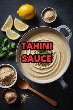 A photo of a  Tahini Sauce which is a type of dairy free sauces Dairy Free Sauces, Lactose Intolerance, Milk Allergy, Lactose Intolerant, Tahini Sauce, Dairy Products, Homemade Sauce, Secret Recipe, Healthy Homemade