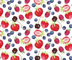 berries, strawberries and blueberries on a white background