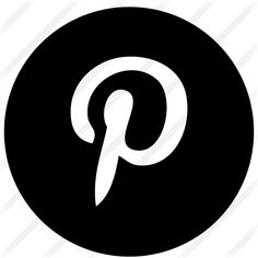 a black and white pin icon with the letter p in it's center, inside a circle