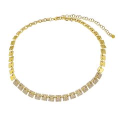 Details: 14k Yellow Gold Pave Square Diamond Necklace Square: Approx 4.5~6mm / Pave Link Length: 4inch Gold Diamond Cut Station Necklace For Formal Occasions, Yellow Gold Station Necklace With Diamond Cut, Luxury Gold Diamond Choker Necklace, Luxury Gold Station Necklace With Diamond Accents, 14k Yellow Gold Station Necklace With Diamond Accents, Yellow Gold Diamond Station Necklace, Gold Diamond-cut Station Necklace For Formal Occasions, Anniversary Gold Diamond-cut Station Necklace, Elegant Gold Tennis Necklace Choker