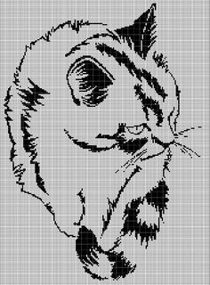 a black and white drawing of a cat's face