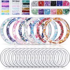 glitter hair bands with various colors and sizes