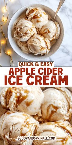 an ice cream bowl filled with apple cider ice cream