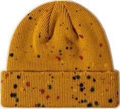 Confetti Rib-Knit Cuff Beanie - Hats - FITGGINS Trendy Knitted Beanie For Winter, Trendy Acrylic Beanie For Winter, Trendy Winter Beanie One Size Fits Most, Trendy Acrylic Hat For Fall, Trendy Yellow Fall Hat, Trendy Yellow Hats For Fall, Trendy Yellow Fall Hats, Warm Yellow Winter Beanie, Yellow Warm Beanie For Winter