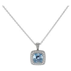 From Tiffany & Co.'s Legacy collection thier Aquamarine and diamond pendant necklace. ♦ Designer: Tiffany & Co. ♦ Metal: Platinum ♦ Circa2005 ♦ Aquamarine weighs 2 carats ♦ Pendant 7/16 of an inch square, chain 16 inches ♦ 22Damond=.30 carats ♦ Packaging: Tiffany box ♦ Condition: Excellent , pre-owned ♦ Price: Based on the market, prices are updated, guaranteeing the best and most competitive possible price. Diamond Pendant Tiffany & Co., Tiffany And Co Jewelry, Tiffany And Co Necklace, Tiffany Box, Aquamarine Necklace, Diamond Jewelry Necklace, Tiffany And Co, Royal Jewelry, Cute Necklace