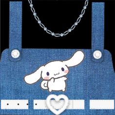 an image of a blue bag with a rabbit on it's side and a chain hanging from the front