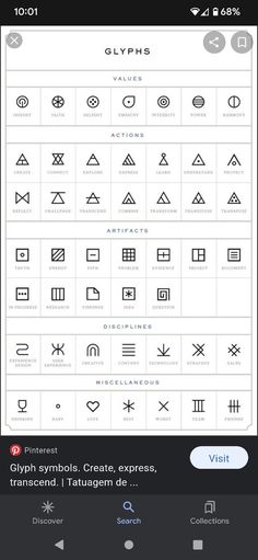 an iphone screen showing the symbols for different types of letters and numbers, including one that is