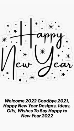 a happy new year sticker with stars and the words happy new year on it