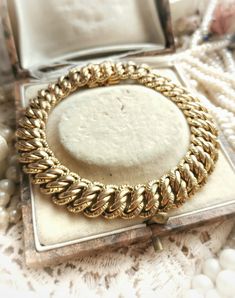 "Beautiful French Antique c1940s Mid-Century Gold Filled Metal Big Chain Bracelet, Gift for Man or Woman  Lenght - approx. 21,5cm / 8,46\" Width - approx. 12mm / 0,47\" Bracelet is in a great vintage condition, very high quality, thick and shiny, made of gold filled metal. Bracelet is pretty heavy and has a beautiful light yellow gold shade with a soft sheen, also has an interesting stucture, very sophisticated and elegant. It has some delicate signs of age, some gold layer wear, but visible only when you look very close, so it still looks amazing!  Unique piece! ✨ Great as a gift for antique and vintage loving woman or man! 🧡 Perfect also for a vintage wedding jewelry 🌼 Found somewhere in France :) __ Maybe you are looking for something specific from France? 🕵️♀️😗 If you like, you can Vintage Wedding Jewelry, Gold Filled Chain, Chain Link Bracelet, Chain Bracelet, French Vintage, Vintage Wedding, Gold Chains, Mens Gifts, Gold Filled