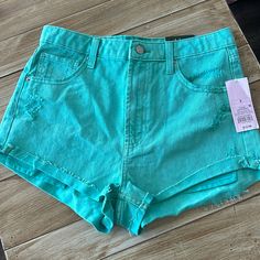 High Rise Size 6 Jean Shorts Teal Cheeky Shorts Nwt Teal Jeans, Teal Shorts, Cheeky Shorts, Wild Fable, Jeans Shorts, Jean Shorts, Blue Green, High Rise, Size 6