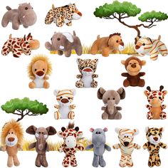 PRICES MAY VARY. Package includes: you can get 18 pieces cute animal plush toys, including lion, tiger, monkey, elephant, giraffe, leopard patterns, enough quantity for daily playing and sharing with your family and friends Quality animal decoration: our stuffed zoo animals are very lovely and attractive, with quality PP cotton material, they are comfortable, soft and safe enough; Playing with these jungle theme party supplies will have much fun and feel like walking into the world of nature War Tiger Plush, Animal Party Favors, Animals Jungle, Jungle Theme Parties, Safari Theme Birthday, Small Stuffed Animals, Wild One Birthday Party, Elephant Plush, Jungle Animal