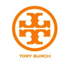 an orange and white logo with the words tony burch in it's center