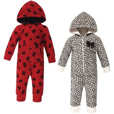 Little Treasure fleece jumpsuits are perfect for chilly day outings. Our zip up coveralls come with an attached hood to keep baby warm and snug. Ribbed cuffs stretch to help stay on baby's hands and ankles. These include an adorable pocket to keep little one's hands extra warm! With snaps on crotch and legs and chest zipper, these suits make for a no fuss, easy dressing experience to get outside!. Little Treasure Baby Girl Fleece Jumpsuits and Coveralls 2pk, Leopard Bow is a great baby essential Union Suit, Hudson Baby, Girls Fleece, Baby Hands, White Leopard, Baby Warmer, Kids Outfits Girls, Red Bow, Baby Bows