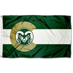 the colorado state rams flag on a white and green background