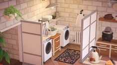 Animal Crossing Laundry Room, Animal Crossing Kitchen Designs, Animal Crossing House Interior Ideas, Animal Crossing Room Ideas, Animal Crossing Kitchen, Ultimate Gaming Room, Kitchen Layout Ideas With Island, Kitchen Islands Ideas With Seating, Acnh House