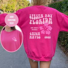 "Sarasota Florida Sweatshirt  | Clearview Shirt | Best Friend Shirts Beach Shirts: https://etsy.me/3rOIGBS Beach Sweatshirt: https://etsy.me/3pdRnVI Beach Hoodie: https://etsy.me/37eabgO OUR SIZING IS ADULT UNISEX. This means it will be larger than normal women's sizing.  Please see photos for size charts 🌻 Please read the full description:   This hoodie/sweatshirt sizing is NOT oversized.  You need to order at least 1-2 sizes larger for the extra baggy look in this photo.  (The normal sizing i Florida Sweatshirt, Tye Die Shirts, Siesta Beach, Siesta Key Florida, Cute Hoodies, Beach Hoodie, Sorority Sweatshirts, Beach Sweatshirt, Trendy Hoodies