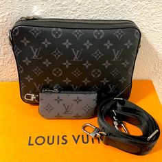 100% Authentic From A Trusted Seller! Item Is In Like New Condition. Unisex Louis Vuitton Trio Messenger In Monogram Eclipse Comes With The Dust Bag, Coin Pouch, Lv Strap, And Large Black Pouch Only. No Stains, Scratches, Scuffs, Pets, Or Odors Item Looks Immaculate. This Was Gifted To Me So No Receipt, Lv Box, Or The Front Slim Gray Pouch Shown In The Last Photo Of The Bag On Lv’s Website Will Be Included. Date Code For Large Bag Tj2230, Coin Pouch Is Tj2240. Strap Drop Max 25.2”. Trusted Reputable Seller Pls No Price Discussions In Comments Or Low Ballers. Louis Vuitton Trio Messenger, Black Pouch, Coin Pouch, Large Bag, Large Black, Louis Vuitton Bag, Dust Bag, Black And Grey, Coin