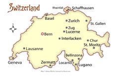 a map of switzerland with all the towns